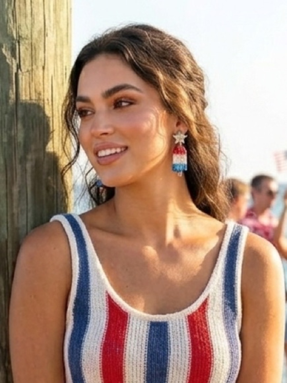 Red White Blue Popsicle Bomb Pop Star Earrings NEW!